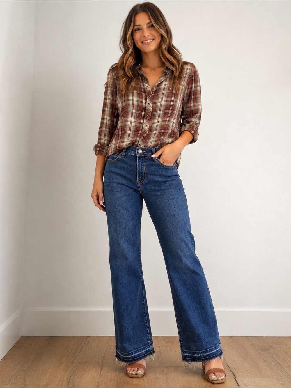 Lucky Brand Dark Blue Wide-Leg High-Rise Jeans